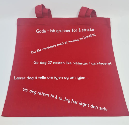 Handlenett med forskjellig tekst
